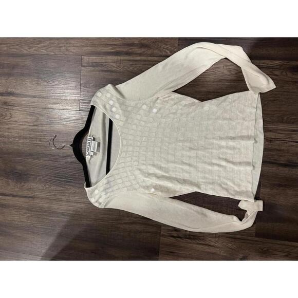 Carlisle Sweaters - CARLISLE Cream Embellished Long Sleeve Sweater sz L